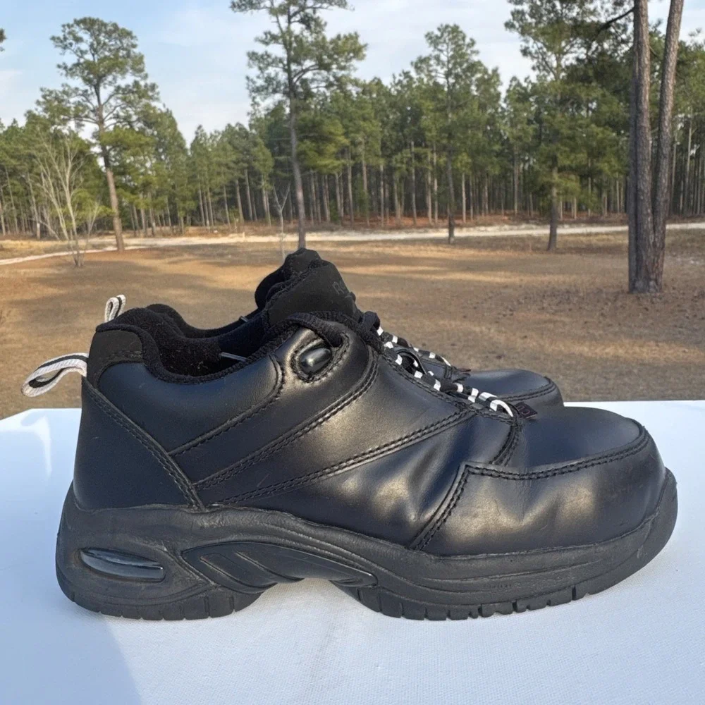 Reebok Tyak Shoes Women's‎ 6.5W Black Composite Toe Work Leather Sneaker Lace up